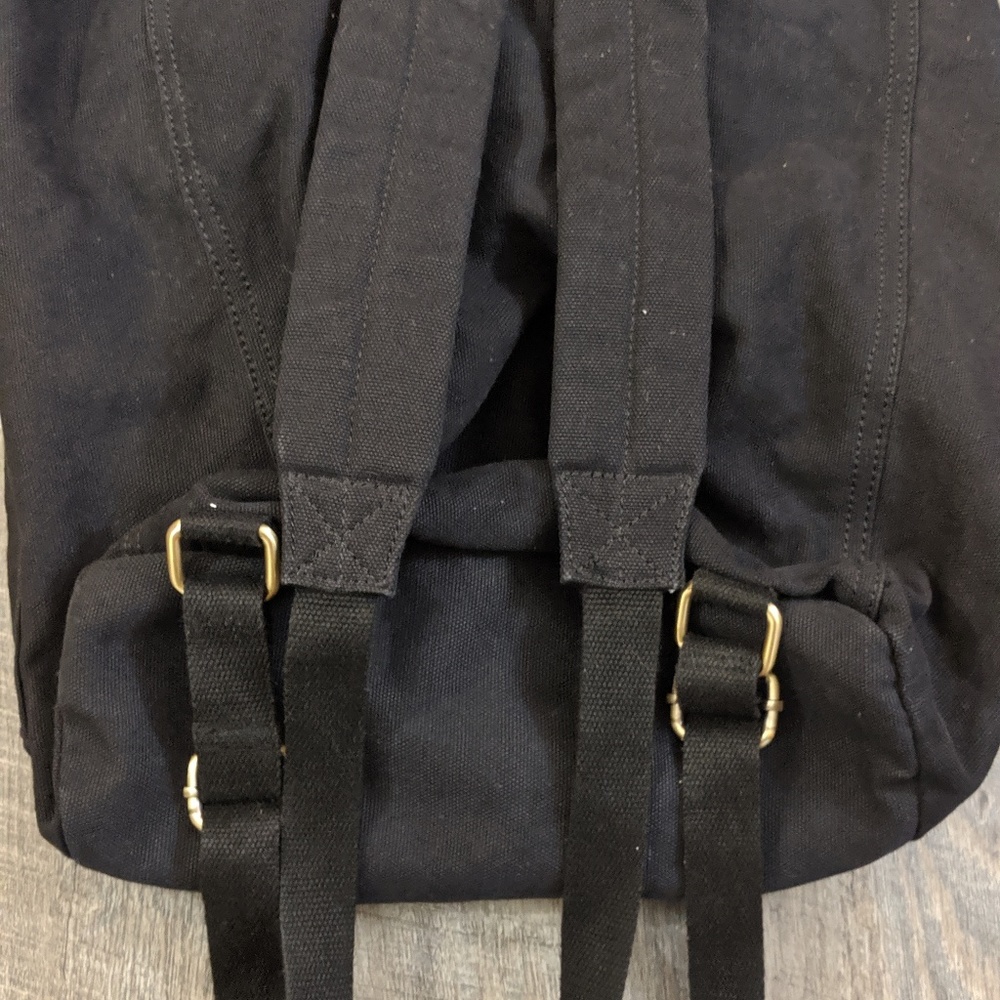 ASOS Black Unisex Canvas Ruck Sack Backpack - Picture 5 of 7